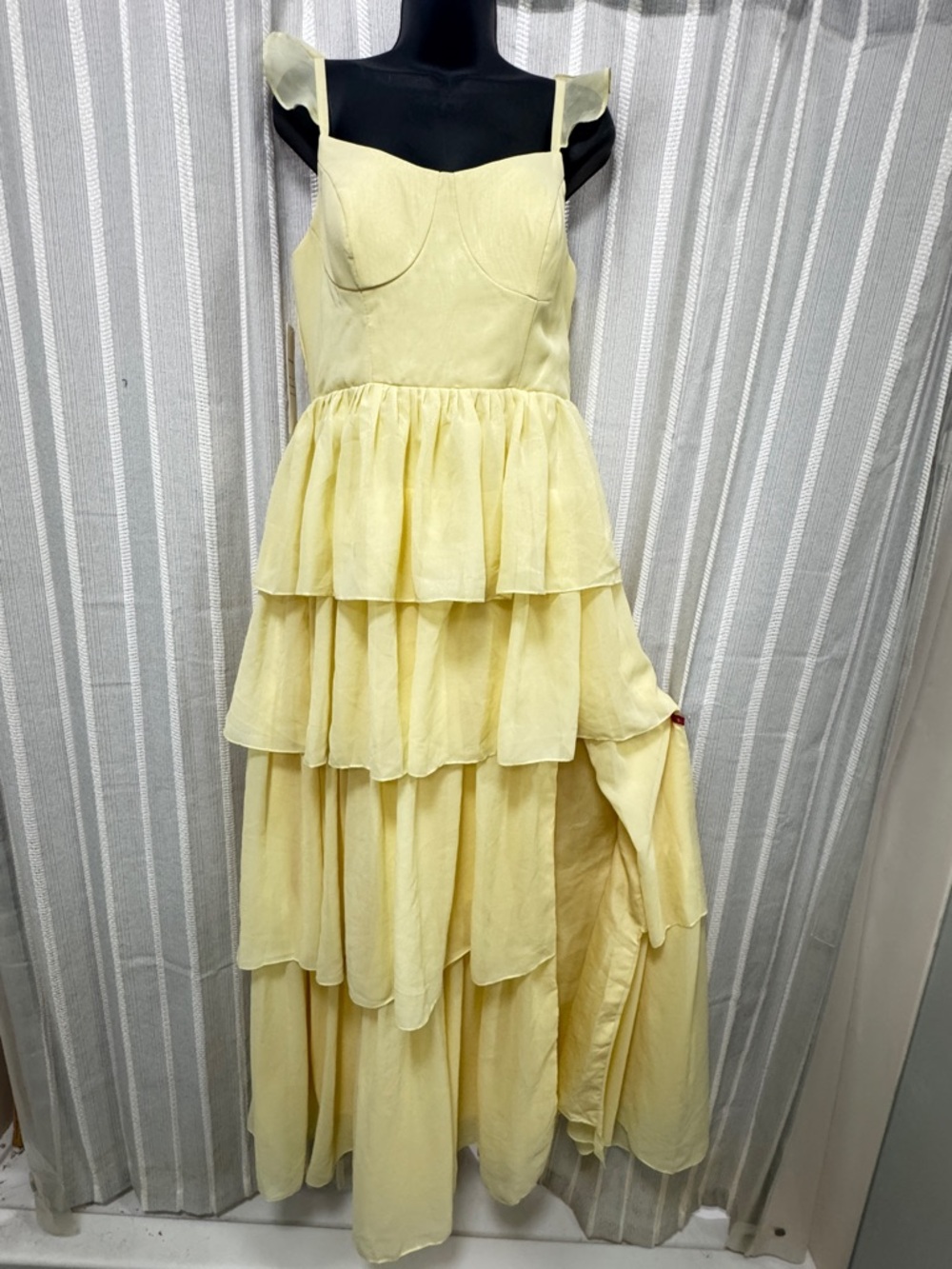 Sunshine Yellow Tiered‎ Ruffle Corset Women’s Formal Dress Size S/M NWT